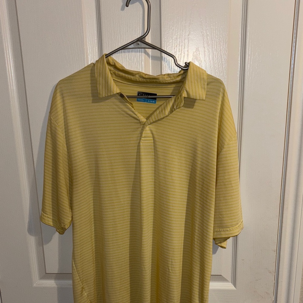 Izod Men's Polo Shirt in Yellow Stripes